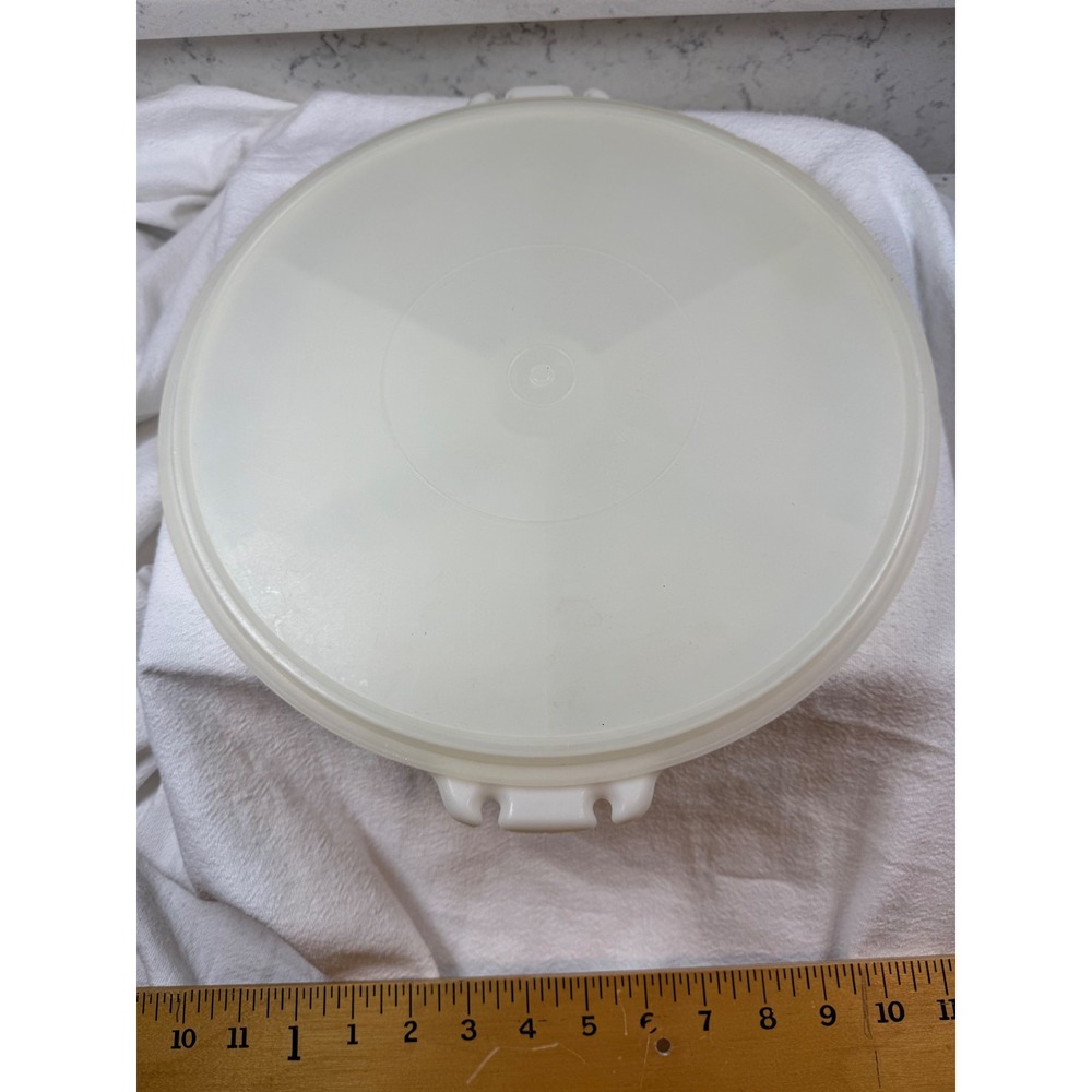 Vintage Tupperware Round divided  Sheer White‎ 12 Inch 1242 1243